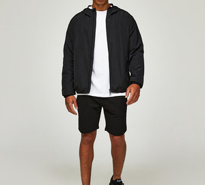 Chaqueta cortavientos informal con cuello levantado y logotipo personalizado para hombre, último diseño impermeable para primavera invierno, ajuste holgado con capucha - Product Image 3