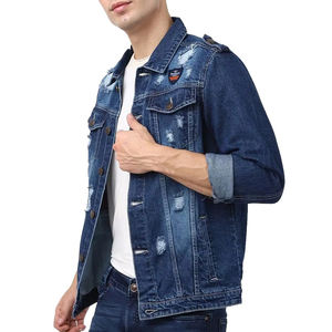 Wholesale 2025 Latest Design High Quality Double Breasted Front Logo Custom Made <b>Men's</b> <b>Denim</b> Jackets - Product Image 1