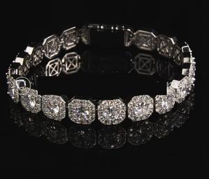 Pulsera de cadena de tenis agrupada 14K Oro blanco Plata 10mm VVS Lab Diamond Alta calidad Iced Out Unisex - Product Image 2