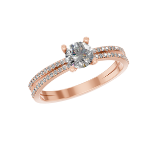 Anillo de Compromiso con Diamante Cultivado en Laboratorio, Corte Radiante, Oro Sólido de 14K, Certificado IGI, VS1 F, Pavé, Estilo Clásico - Product Image 1
