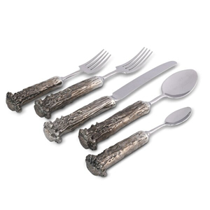 Style moderne Vente en vrac Couverts de cuisine en métal argenté Couverts Design élégant Argent brillant poli Poignée brute forgée - Product Image 1
