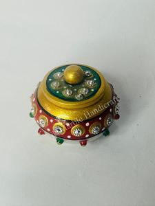 High Quality Handmade Marble <b>Stone</b> Storage Box Vermillion Dhani Design Best Price Wholesale Table Decor Gift Item Direct <b>Painted</b> - Product Image 4