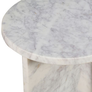 Mesa de Noche Redonda de Mármol Natural Hecha a Mano Moderna, Pedestal de Piedra Blanca, Muebles de Lujo para Decoración de Comedor y Sala de Estar - Product Image 2