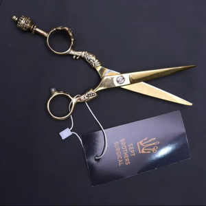 กรรไกรตัดผมทองหรูหรา สแตนเลส สำหรับช่างตัดผมมืออาชีพ - Product Image 1