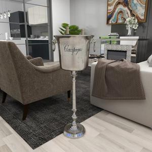 Stainless Steel Square Vintage for Ice <b>Bucket</b> with Silver Texture Finish Chilled Beer Stand Base & Handle - Product Image 2