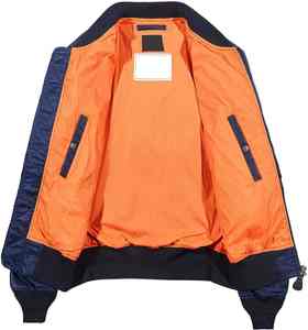 แจ็กเก็ตผู้ชายน้ำหนักเบามีกระเป๋าด้านข้างให้ความอบอุ่นแจ็คเก็ตบอมเบอร์ผ้าซาตินสำหรับทุกเพศพร้อมผ้ากำมะหยี่ปัก - Product Image 5