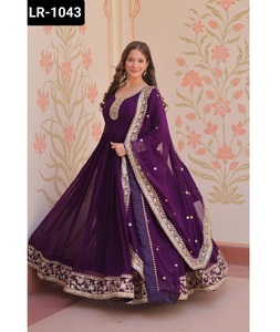 Estilo indio y pakistaní Faux Blooming Georgette con Zari y lentejuelas bordadas Trabajo Anarkali Vestidos con Fancy Dupatta - Product Image 1