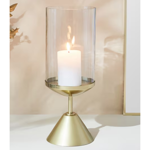 Bougeoir en métal pour maison, finition dorée, accessoires de foudre, décoration d'intérieur - Product Image 1