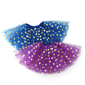 Robe de fête d'anniversaire en gros Toddler Girls 3 Layer Sparkle Skirt Golden Polka Dot Sequin Skirts - Product Image 2