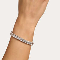 Bracelet tennis en or blanc 14 carats, émeraudes de laboratoire taille émeraude couleur E, 44 pierres, 26,88 carats, Vala Brothers, 15 grammes, fournisseur OEM en gros