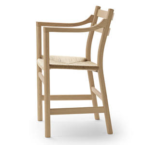 Chaise de salle à manger moderne avec structure en teck massif et assise en rotin tressé imperméable, écologique, pour appartement et usage extérieur - Product Image 5
