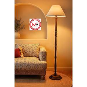 Lámpara de Pie de Madera Rústica de Nogal, Elegante, Clásica y Estilosa para Habitación y Oficina, Color Marrón Clásico, Multicolor, Tela, Suministro al por Mayor - Product Image 1