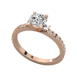 Anillo de Compromiso de Plata de Ley S925 con Diamantes, Certificado IGI, Chapado en Oro de 14K, Corte Brillante, Regalo Clásico para Aniversario de Bodas - Product Image 1