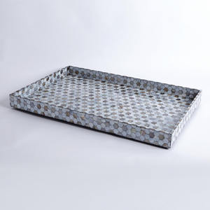 Elegante bandeja rectangular redonda de gama alta para servir madre perla mosaico incrustaciones té café servir hoteles restaurantes bodas fiestas - Product Image 3