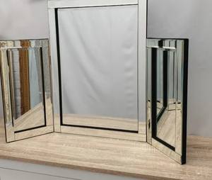 Venetian <b>Dressing</b> <b>Table</b> Mirror Triple Tri Fold Art Deco Design <b>Table</b> Top Free Standing Silver Bevelled Bedroom - Product Image 1