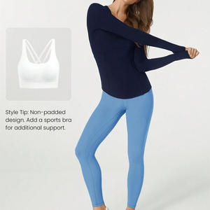 Camisa de compresión de manga larga para mujer con tela flexible y transpirable para entrenamientos de alta intensidad - Product Image 4