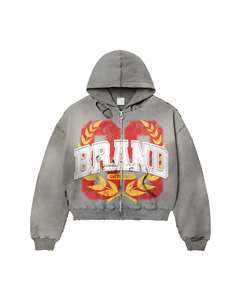 OEM Custom Autumn 100% Cotton Fleece Half Zip Hoodie High Quality Thick Comfortable Plus Size Distressed Acid Wash Baggy Style - Product Image 3