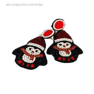 Boucles d'oreilles pendantes en perles de rocaille personnalisables en strass de qualité supérieure pour les vêtements de fête de Noël-Boucles d'oreilles créoles de style indien à large gamme - Product Image 2