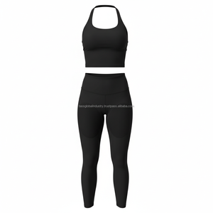 Ensemble de sport côtelé sans couture 5 pièces pour femme, personnalisé OEM, avec haut asymétrique, taille haute et résistant aux squats, idéal pour le yoga et l'entraînement. - Product Image 2