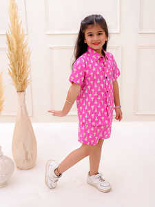 Conjunto informal de verano para niñas 100% algodón estampado floral conjunto de camisa suave y pantalones cortos - Product Image 5