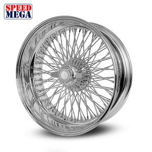 Rueda de alambre cromada de 22x8 pulgadas con 96 radios, llanta de acero de 8 orificios para reemplazo y reparación, diseño Quad Cross Lace para Cadillac DeVille Chevrolet - Product Image 2