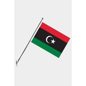 Ensemble de mât de drapeau télescopique mural pour la Libye avec drapeaux et bannières imprimés numériquement en polyester durable - Product Image 1