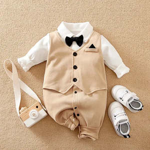 Combinaison pour bébé 100% coton, formelle et décontractée, pour mariage, motif uni avec logo personnalisé - Product Image 4