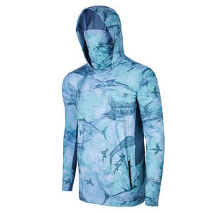 Sweat à capuche de pêche personnalisé pour homme, séchage rapide, protection UV, respirant, logo frontal, UPF 50, 100% polyester, pull-over - Product Image 1