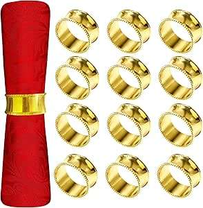 Ensemble de ronds de serviette feuille boucles de serviette élégantes anneau en métal dîner Banquet table de fête accessoires de table à manger en vente - Product Image 3