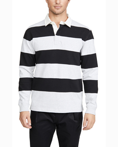 Le plus récent à la mode hommes rayé impression décontracté polos à manches longues t-shirt pour hommes - Product Image 1