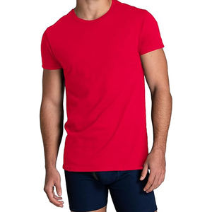 เสื้อยืดผู้ชายผ้าฝ้าย 100% คุณภาพสูง พิมพ์โลโก้สีแดง ขายส่ง เสื้อยืดเปล่าเนื้อหนา รับสั่งทำ - Product Image 1