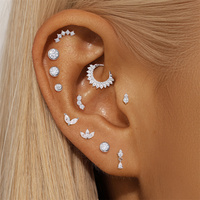 925 argent Sterling Moissanite rond nez anneau oreille tambour Clip Piercing boucle d'oreille pour les femmes
