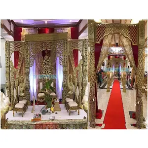 Traditional Wedding Open Concept Maharani Mandap South Indian Wedding Mandap Decoration Fusion Wedding Golden Mandap Decoration