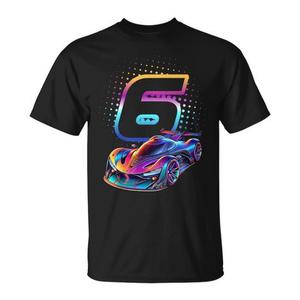 T-Shirt Futuristica da Pilota Automobilistico per Bambini di 6 Anni, Regalo Perfetto per il 6° Compleanno, T-Shirt Promozionale - Product Image 1