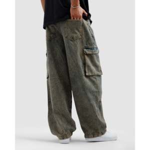 กางเกงยีนส์คาร์โก้สไตล์ฮิปฮอป แต่งลายปักแบบปะติดปะต่อ ผ้าเดนิมสโตนวอช ทรงตรงสำหรับฤดูหนาว - Product Image 3