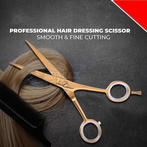 Ciseaux enduits d'or de barbier professionnel cisailles en acier inoxydable durables tranchantes ciseaux de coupe de cheveux enduits d'or de barbier de Salon - Product Image 6