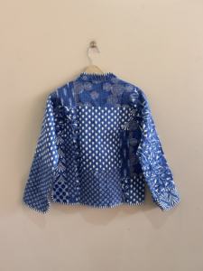 Chaqueta Acolchada de Algodón con Estampado Étnico Bohemio en Color Índigo, Transpirable, para Todas las Temporadas, para Mujer - Product Image 5