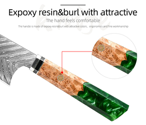 Couteau de chef en acier damas manche ambidextre LAMES PRESTIGE personnalisées de haute qualité OEM ODM Service de cuisine - Product Image 4