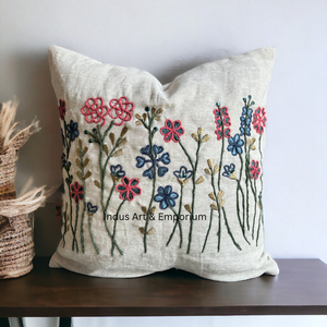 Indian Handmade Square Cotton Hand Embroidery Tufted <b>Throw</b> Pillow <b>Cover</b> Bohemian Home & Hotel Decor - Product Image 6