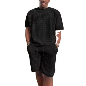Tenue décontractée 2 pièces pour hommes, ensemble t-shirt et short d'été de couleur unie, haut à manches courtes élégant, short confortable et respirant, 2026 - Product Image 3