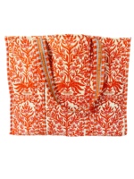 Sac fourre-tout à bandoulière matelassé en coton 100% imprimé à la main avec des motifs floraux rouges pour femmes, accessoires de mode