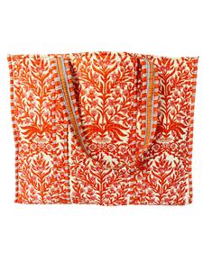 Sac fourre-tout à bandoulière matelassé en coton 100% imprimé à la main avec des motifs floraux rouges pour femmes, accessoires de mode - Product Image 1