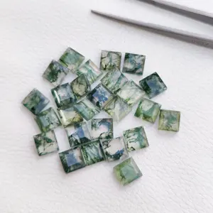 Ready To Purchase Finest Quality 8mm Natural Moss Agate Flat Square Faceted Loose Calibrated Gemstones From Manufacturer