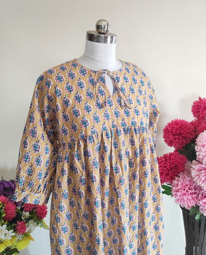 Indian Cotton Printed Midi Dress Womens Casual Summer Dress Boho Style  Outfit Lightweight Cotton Clothing Vacation Wear Premium| Alibaba.com