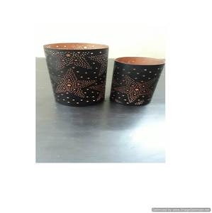 Vela Redonda India negra antigua hecha a mano, soporte votivo, Material de hierro para decoración del hogar y celebraciones de Pascua - Product Image 2