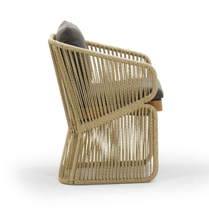 Fauteuil de salle à manger enveloppé de corde d'extérieur unique avec coussin tout temps - Product Image 3