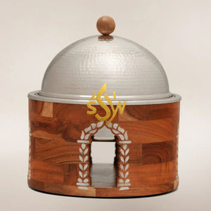 Cazuela para Servir Comida Hecha a Mano, de Alta Calidad, con Calentador de Metal de Lujo para Restaurantes y Hoteles, Diseño Martillado a Mano, con Tapa - Product Image 4