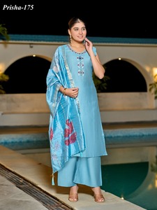 Moderno Traje Étnico de Georgette con Bordado a Mano para Universidad, Oficina y Eventos Sociales - Product Image 3