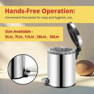 Tapa de cocina de acero inoxidable de alta calidad para el hogar, cubo de basura con Pedal de paso, cubo de basura de Metal, cubo de basura con Pedal - Product Image 3