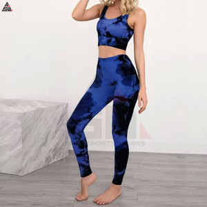 Medias de compresión de Yoga de talla grande para mujer con logotipo personalizado con cintura elástica Posición del logotipo frontal Conjunto de 2 piezas - Product Image 6